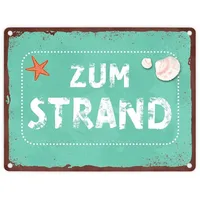 Speecheese Zum Strand Metallschild in 15x20 cm für den
