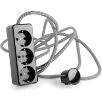Lightstock 3-Fach Steckdosenleiste aus Duroplast (Bakelit-Optik) schwarz, mit 2.5