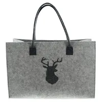 Frank-Flechtwaren Einkaufskorb Filztasche Hirsch, faltbar, hellgrau, 45 x 50