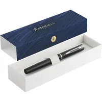 Waterman 2068196, Anklippbarer versenkbarer Stift, Schwarz, Edelstahl, Blau, Stahl,