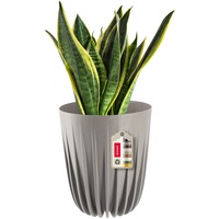 Kadax Blumentopf aus Kunststoff mit Naturmaterialien, 19 cm, Grau