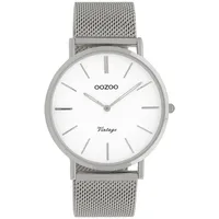 Oozoo C9901 Uni-Armbanduhr, Metall-Armband - Silber/Weiß