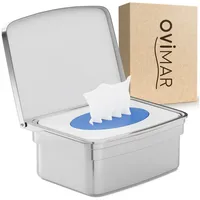 Ovimar Feuchttücherbox Taksensand | in edlem Silber poliertem Edelstahl