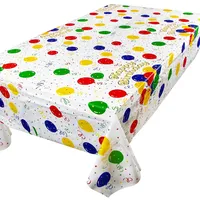 BETESSIN 2 Stück 137x274cm Tischdecken Geburtstag Bunt Rechteckig Happy