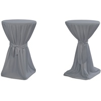 TexDeko Stehtischhusse Premium Grau Ø 90cm mit Schleifenband