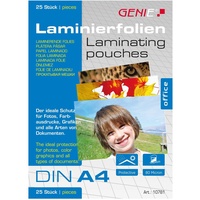 GENIE 10781 Laminierfolien DIN A4; 80 Mikron; Formate bis