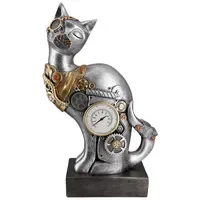 Casablanca by Gilde GILDE Skulptur Steampunk Cat silberfarben mit
