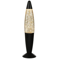 Licht-Erlebnisse Lavalampe Schwarz Gold Glitter 36 cm klein Retro