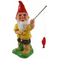 RAKSO Gartenzwerg Deko Figur Zwerg mit Angel und Fisch