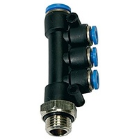 Riegler T-Mehrfachverteiler »Blaue Serie« drehbar, G 3/8 außen, Ø1x10
