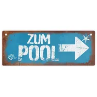Speecheese Zum Pool Pfeil rechts Metallschild L in 10,5x28cm