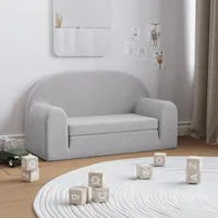 VidaXL Kinder-Schlafsofa 2-Sitzer Hellgrau mit Sternen Weicher Plüsch