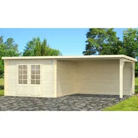 Palmako Ella Holz-Gartenhaus Natur Flachdach Unbehandelt 662 cm x