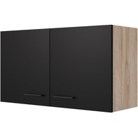Flex-Well Exclusiv Oberschrank Capri 100 cm Schwarz Matt-Endgrain Oak