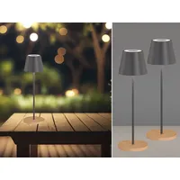 Meine wunschleuchte 2er SET Akku USB Tischlampen Outdoor Grau