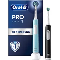 Oral-B Pro Series 1 Duopack Elektrische Zahnbürste Blue/Black, Reinigungstechnologie: