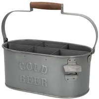 Aktive 6er-Flaschenkorb mit Öffner, Antik-Design (79014)