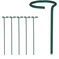 Relaxdays Pflanzstäbe Metall, 6er Set, Rankstäbe mit Ring, Metallstäbe