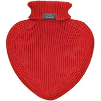 Fashy Herzwärmflasche mit Rollkragen-Strickbezug, rot 0,7 L