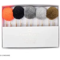 Rico Design Büroklammern mit Pompons, blau