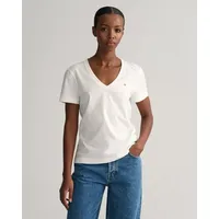 GANT Reg Shield Kurzarm-T-Shirt Mit V-ausschnitt White XL
