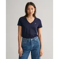 GANT Reg Shield Kurzarm-T-Shirt Mit V-ausschnitt Evening Blue XL