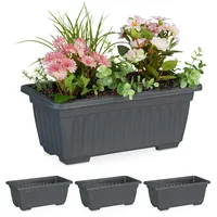 Relaxdays Blumenkasten 4er Set, drinnen & draußen, eckiger Blumentopf,