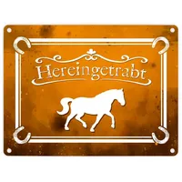 Speecheese Hereingetrabt Pferde und Reiter Metallschild in 15x20 cm