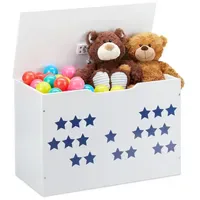 Relaxdays Spielzeugtruhe weiß