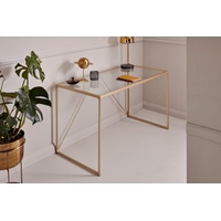 Jahnke Schreibtisch Glam Desk KLARGLAS Tempered Glass, Clearglass/Gold Look,