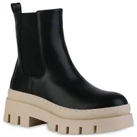 VAN HILL Plateau Boots in Schwarz Beige