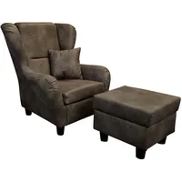 Luma-home schönes für dein zuhause Ohrensessel mit Hocker Lederoptik