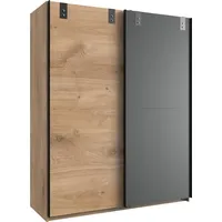 Lomadox Schwebetüren Kleiderschrank Schwebetürenschrank, Eiche graphit, Kleiderstange