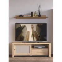 Lomadox Tv Lowboard Set CREMONA-129 in Eiche Nb. mit
