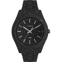 Timex Trend Herren-Armbanduhr, 42 mm, schwarzes umweltfreundliches Armband, schwarzes
