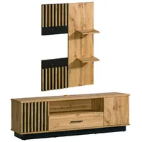 Minio möbel Feldmann-Wohnen Lowboard, Braun, Schwarz, Holz, 2 Fächer,