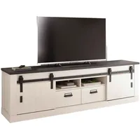 Furn.design TV-Lowboard "Stove" in weiß Pinie anthrazit Metall, Nachbildung,Pinie,