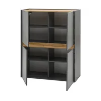 Furn.design Highboard "Center" in grau matt und Wotan Eiche