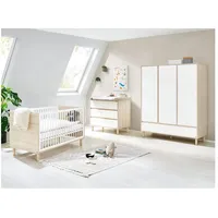 Lomadox Babyzimmer-Komplettset FERRARA-134, (3-tlg), weiß mit Esche