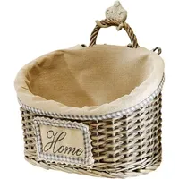 Kobolo Wandkorb Blumenwandkorb oval aus Weide mit Textil ausgeschlagen