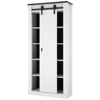 Furn.design Aktenschrank weiß Metall, Nachbildung,Pinie, 8 Fächer, Sockel, 93x201x38