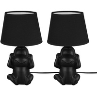 ETC Shop Nachttischleuchte Affe Tischlampe Keramik schwarz Beistellleuchte Affe