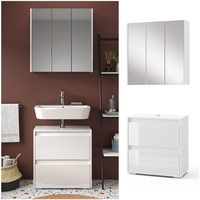 Vicco Badmöbel-Set Majest Weiß Hochglanz modern Badezimmerschrank Waschbeckenunterschrank Spiegelschrank