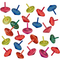 Relaxdays Kreisel 24er Set, Holzkreisel für Kinder, Mitbringsel Kindergeburtstag,