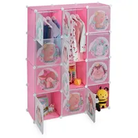 Relaxdays Kinder Steckregal mit Kleiderstangen Weiß,Braun,Rosa
