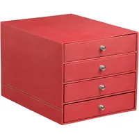 Rhodia Schubladenbox mit 4 Laden, Kunstleder, 24,8x32 ,7x22,8cm Koralle