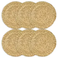 HMF Tischset rund geflochten aus Wasserhyazinthe, Platzset abwaschbar, 6er