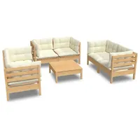 VidaXL Garten-Lounge-Set 7-tlg. creme Kiefer