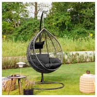 Home Deluxe Hängesessel mit Gestell und Regenabdeckung, Korb Schwarz,