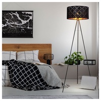 GLOBO Stehleuchte, Textil, schwarz-gold, Stativ Gestell, H 149cm